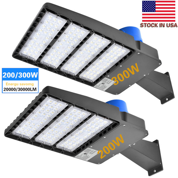 5Pack-Parking Lot Lights LED Shoebox Pole Light, 150W 200W 300W 5700K, Direct Wiring AC 100-277V,Street Parking Lot Lights, Free Photocell