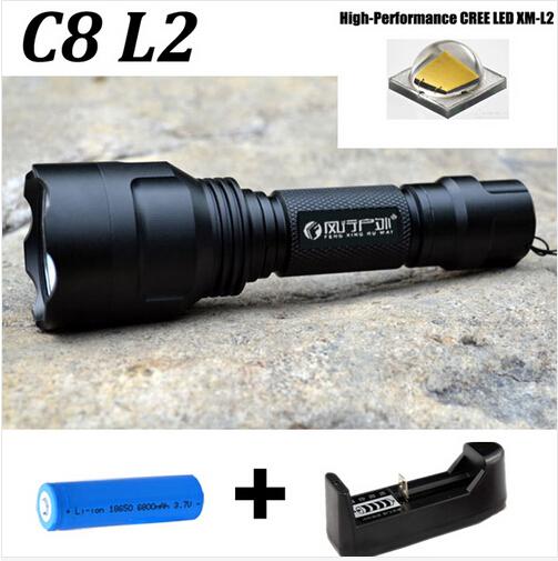 Drop shipping Lantern C8 CREE Led Flashlight 3800 Lumens lanterna Led CREE XM L2 Torch Light Camping Flash Light lampe +18650 Battery +Charg