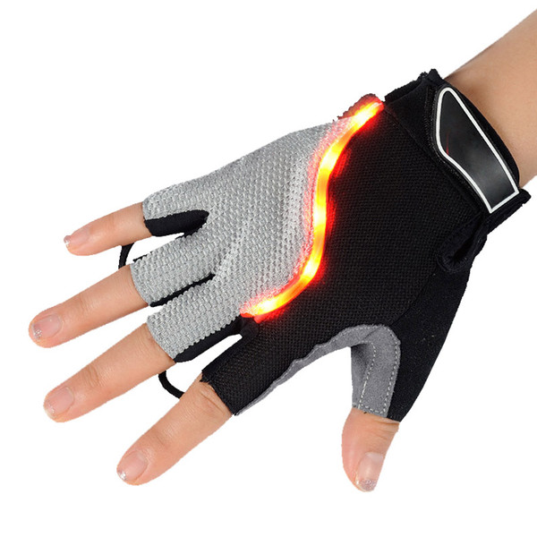 LED riding gloves glowing half of the bike gloves mobile phone touch screen outdoor sports red and black gray design