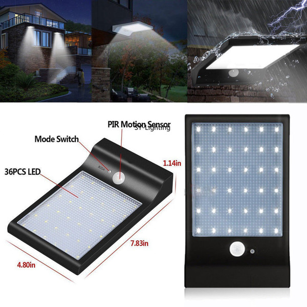 1PC Black Outdoor Light 36-LED Solar Motion Activated Sensor Waterproof Security bulb Lamp Lighting