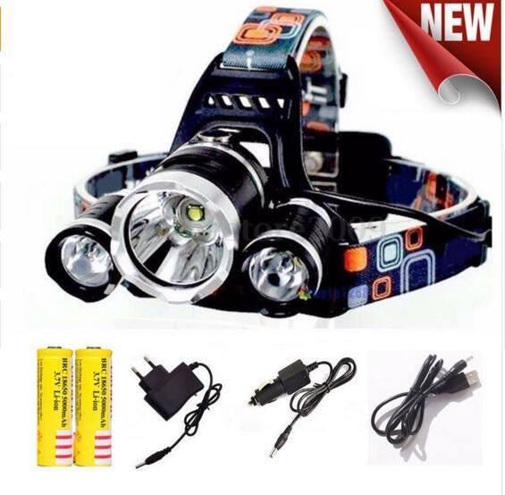 UP TO 9000lm Headlamp Led lighting Head Lamp Torch T6+2R5 LED Headlight Camping Fishing Light +2*18650 battery+Car EU/US/AU/UK charger+1*USB