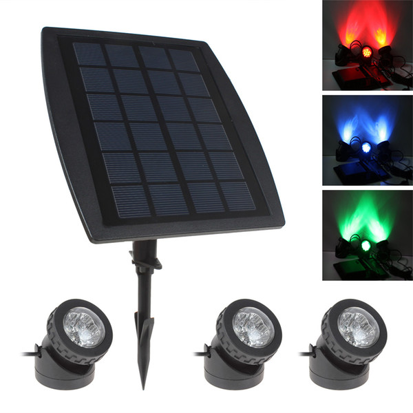 DHL Free 3 x Solar Powered Super Bright RGB Color LED Lamps + 1 x Solar Panel Outdoor yard Path Pool Garden Light Waterproof IP68 LEG_059