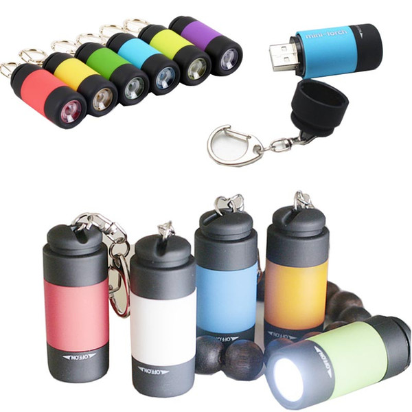 usb Rechargeable Mini LED Flashlights Mini LED Torches Pocket Charger Lamp Keychain Lights small size free shipping