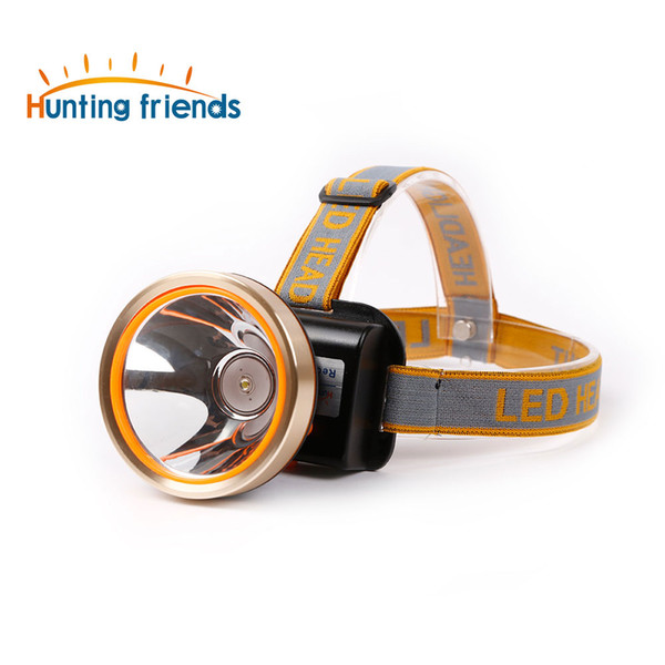 Smart LED Headlamp with 2 Light Modes Waterproof Headlight Built-in 2x18650 Rechargeable Batteries Adjustable Gold Head Troch