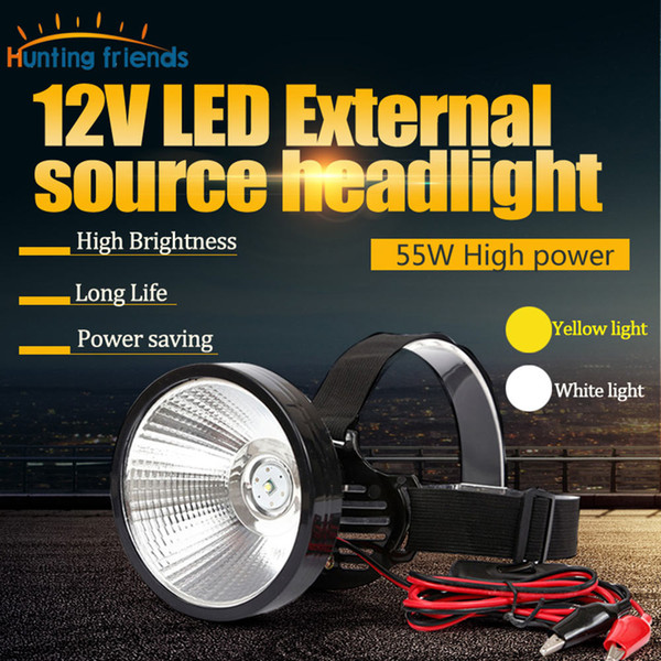 9-24V T6 LED Headlamp External DC Power Headlight Diffused Lighting Large Spot Light Lamp Head Flashlight Touch for Outdoor