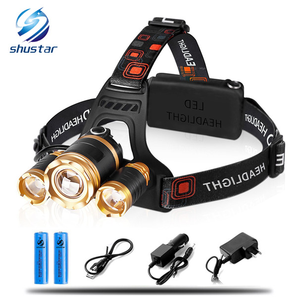 3pcs T6 led headlamp headlight 10000 lumens led head lamp camp hike emergency light fishing outdoor equipment