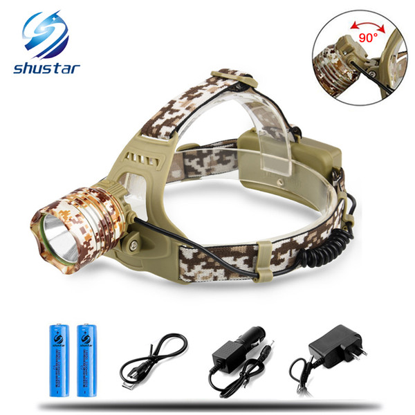 3800LM XM-T6 Led Headlamp Headlight Camouflage led Head Lamp Rechargeable Lantern Lamp Camping Hiking Fishing Light