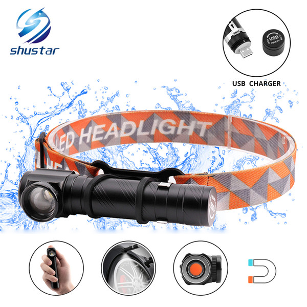 Multi-function rechargeable LED headlamp led flashlight CREE XML-T6 4000LM headlight Can be used as a flashlight and work light