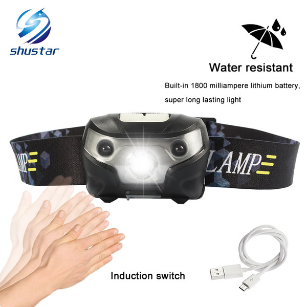 3000LM Mini Rechargeable LED Headlamp 3000Lm Body Motion Sensor Headlight Camping Flashlight Head Light Torch Lamp With USB