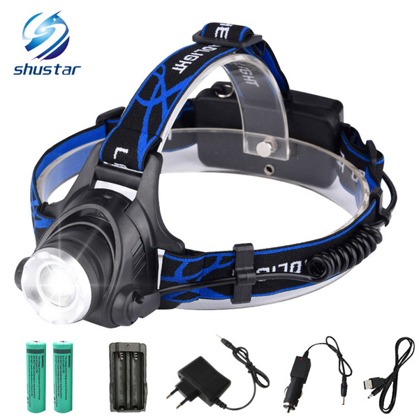 LED Head lamp L2/T6 5000Lumens Zoom waterproof 18650 rechargeable battery Led Head Lamp Bicycle Camping Hiking Light