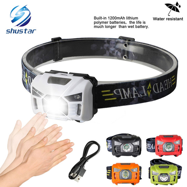 5W LED Body Motion Sensor Headlamp Mini Headlight Rechargeable Outdoor Camping Flashlight Head Torch Lamp With USB