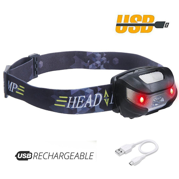 Headlamp LED Rechargeable Running Headlamps USB CREE 5W Headlight Perfect for Fishing Walking Camping Reading Hiking