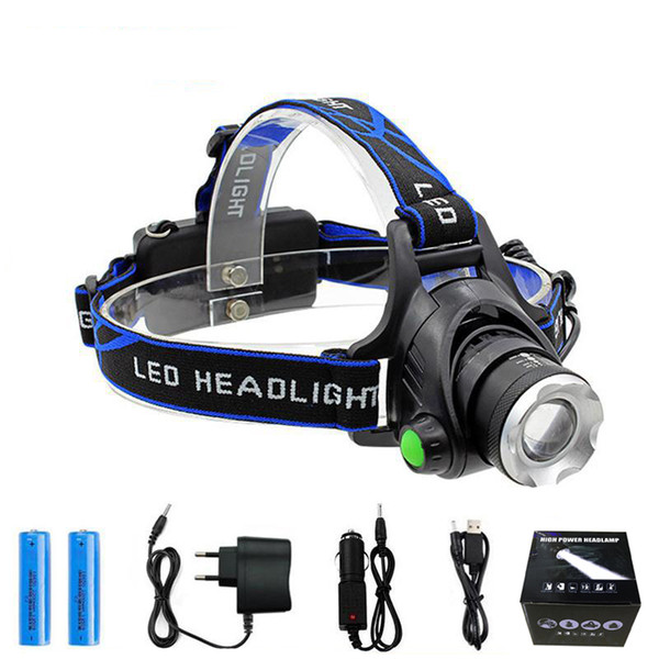 Rechargeable Led Headlamp CREE XMLT6 5000Lumens Zoom Head Lamp torch LED Headlamp + 18650 Battery Headlight Flashlight Lantern night fishing