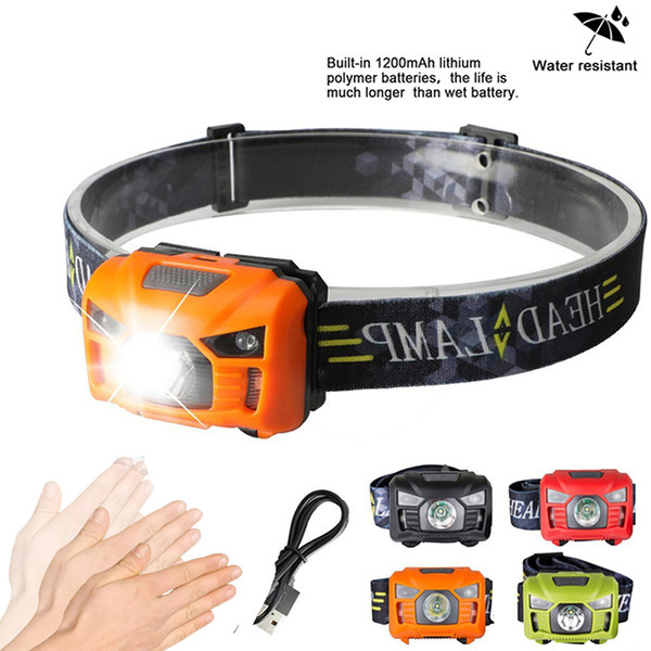 5W LED Body Motion Sensor Headlamp Mini Headlight Rechargeable Outdoor Camping Flashlight Head Torch Lamp With USB