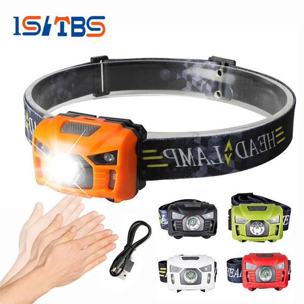 5W LED Headlamp Body Motion Sensor Mini Headlight Rechargeable Outdoor Camping Flashlight Head Torch Lamp With USB