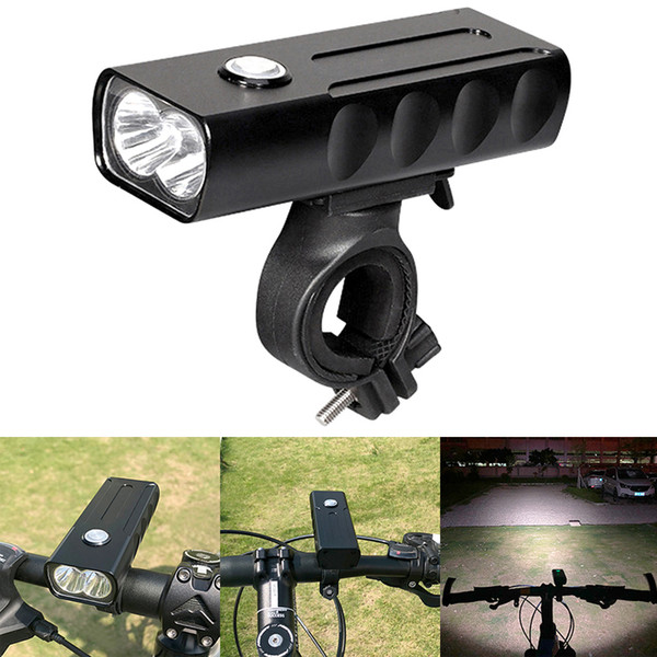 Waterproof Rechargeable USB 1000LM 2 LED Bicycle Lamp with 360 Degree Rotation Bracket Support 3 Modes Light BLL_026