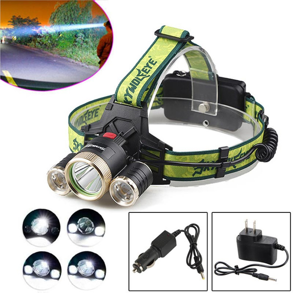 SKYWOLFEYE F526 Headlamp 1200LM XML T6+2x XPE 3 LED Rechargeable Head Light Torch + 2x Charger LHL_10R