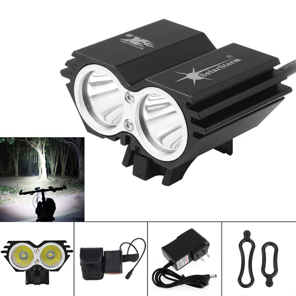 SolarStorm 5000LM X2 CREE XM-L U2 Waterproof IPX7 4 Modes Bicycle LED Headlight with Rechargable Battery + Charger BLL_10B