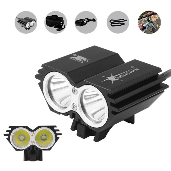 SolarStorm 5000LM X2 CREE XM-L T6 Aluminum Alloy Waterproof Bicycle LED Headlight 4 Modes with Rechargable Battery + Charger BLL_4A0