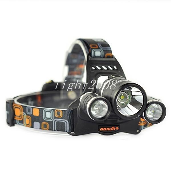 The latest lighting Boruit super bright 3 x 5000 lumens Cree XML 18650 T6 LED lighting lamps LED headlamp light + charger, car charger