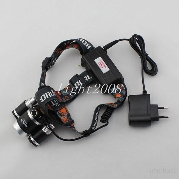 2016 Wholesale 5000lm CREE XML T6+2R5 LED Headlight Headlamp Head Lamp Light Flashlight 18650 Torch Camping Fishing Rechargeable Lantern