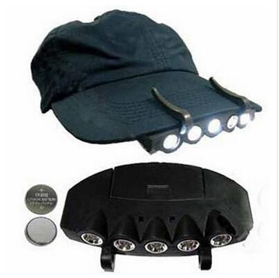 5 Leds Cap Hat Light Clip-On 5 LED Fishing Camping Head Light HeadLamp Cap