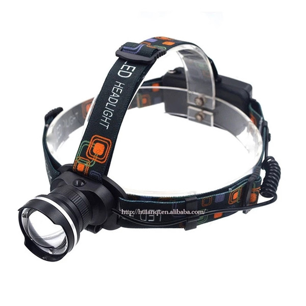 Factory Manufacture T6 led Zoom Head light Headlamp Power by 1/2x18650 Rechargeable battery