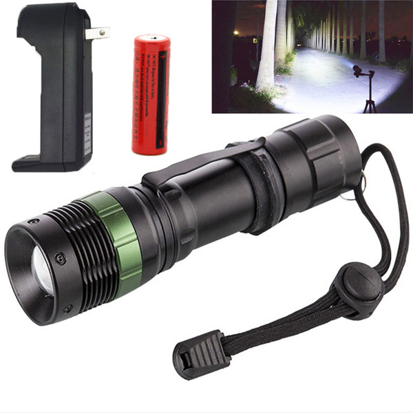 Full set Cree Q5 LED Mini LED Torches with 18650 battery + Charger ZOOMABLE Flashlight Lampe Torche Portable Lighting for Hiking Camping