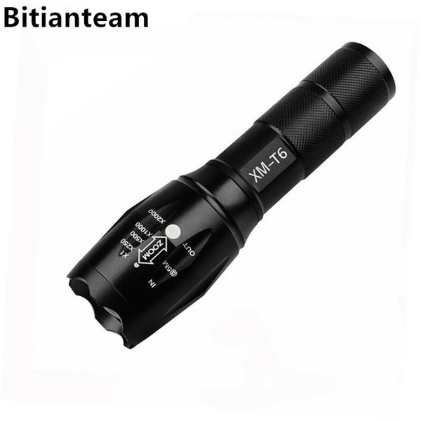 Big Promotion Ultra Bright CREE XM-L T6 LED Flashlight 5 Modes 4000 Lumens Zoomable LED Torch 18650 Battery + Charger + Box