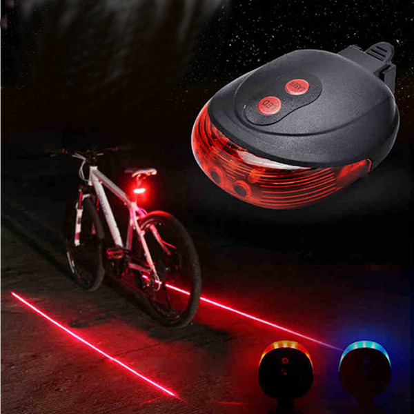 LED Bicycle Rear Lights 5 LED+ 2 Laser Tail Light Safety Warning Bicycle Bike Light Night Mountain Lamp Waterproof Bike Laser Accessories