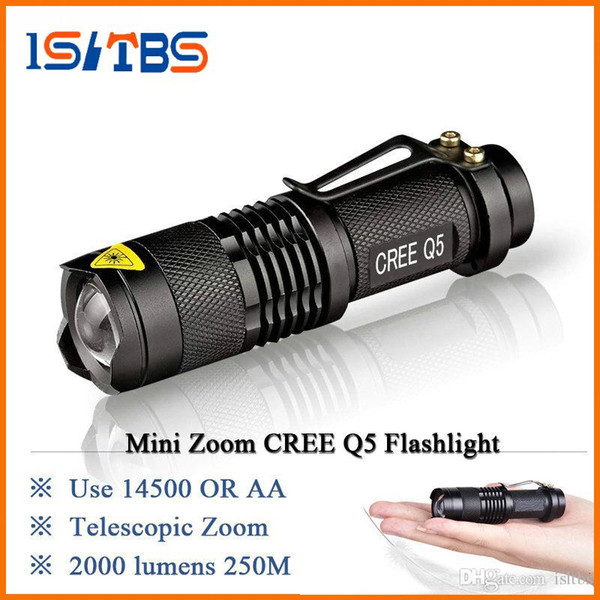 2018 CREE Q5 LED Mini flashlight led lanterna cree torch Zoom 2000 lumens waterproof 14500 rechargeable battery OR AA