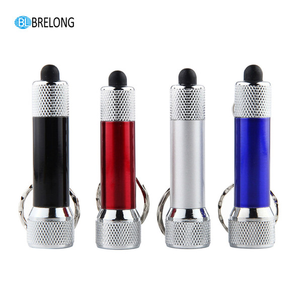 BRELONG Portable 5 LED Mini Flashlight Light Torch Aluminum Keychain KeyRing Chain Blue red silver black