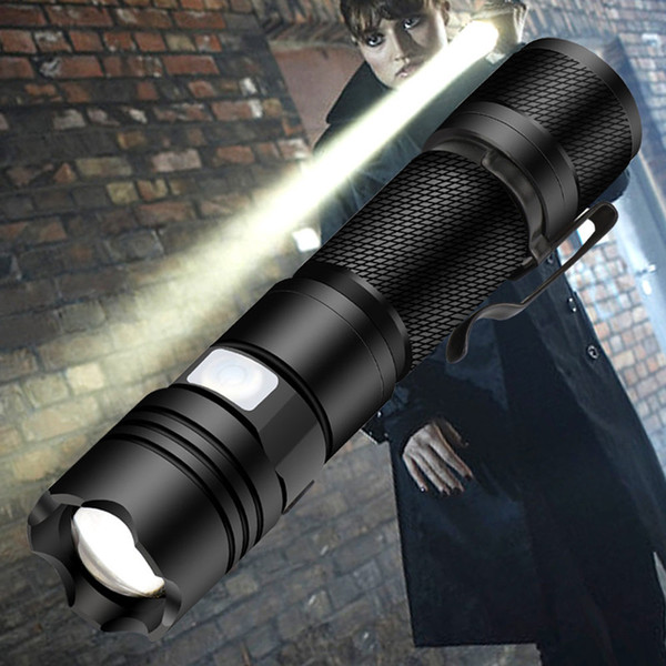 BRELONG 10w 800lm Mini Portable 5 Mode LED Flashlight Flashlight Adjustable Focus Zoom Light Bulb Black