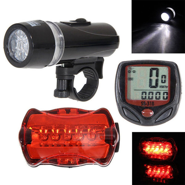 Bike Light Set Waterproof 5 LED Lamp Bicycle Front Headlight Rear Safety Taillight Flashlight Set led Bicycle taillights Headlight