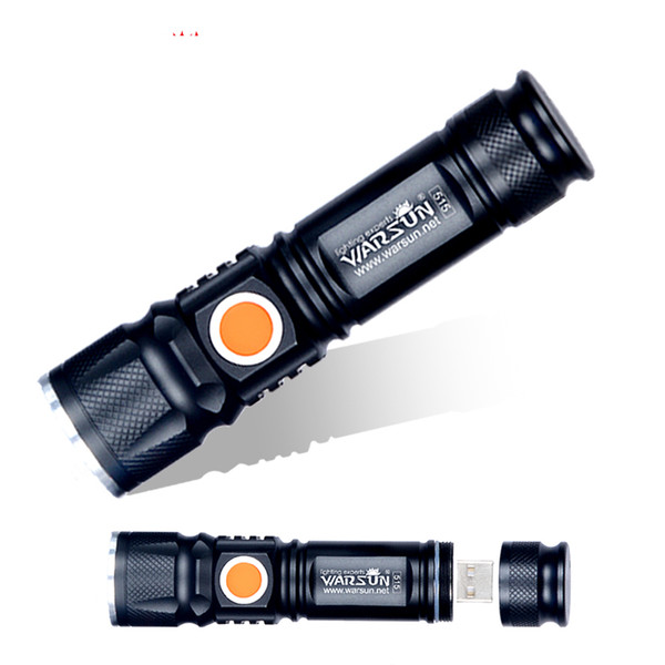 wholesale waterproof USB-Charger Powerful Lanterna Tactical Torch Flash Light Linterna LED Zoomable For Hunting Gladiator Zaklamp Flashlight