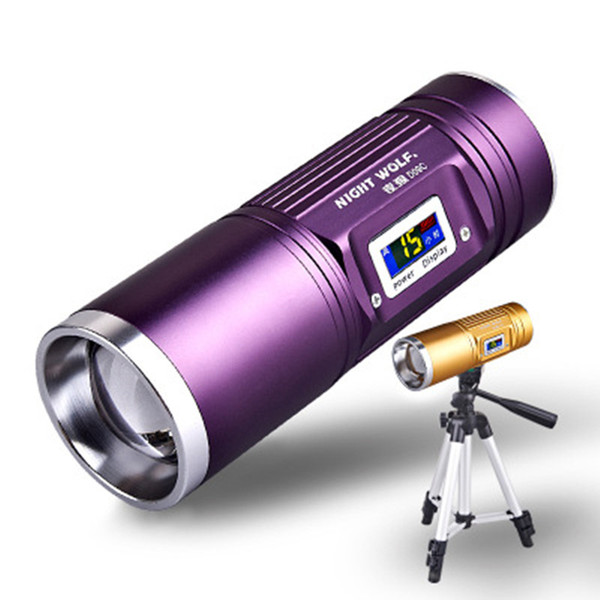 Rechargeable Torch 8000 Lumens Q5 x 4 Fishing flashlight blue/purple/yellow/white light 12 models Use DC charger