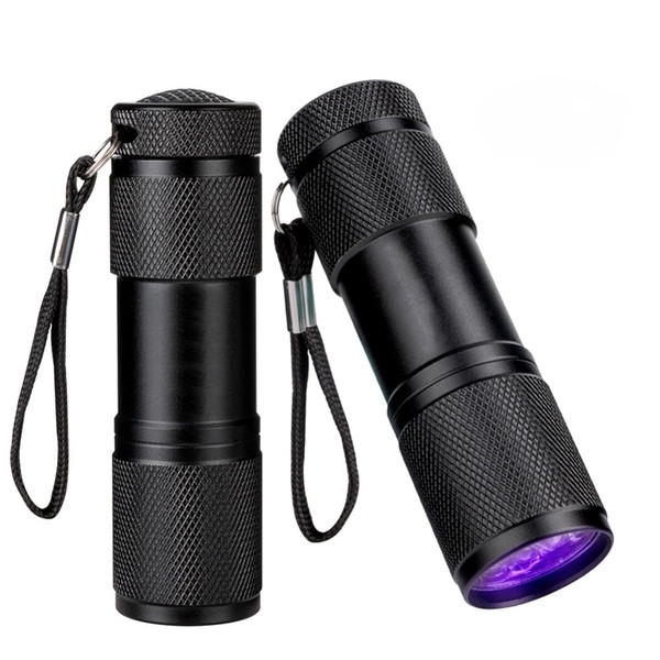 9 LED Mini Aluminium UV Ultra Violet Flashlight Torch Light Lamp Invisible Blacklight Detection Ink Marker