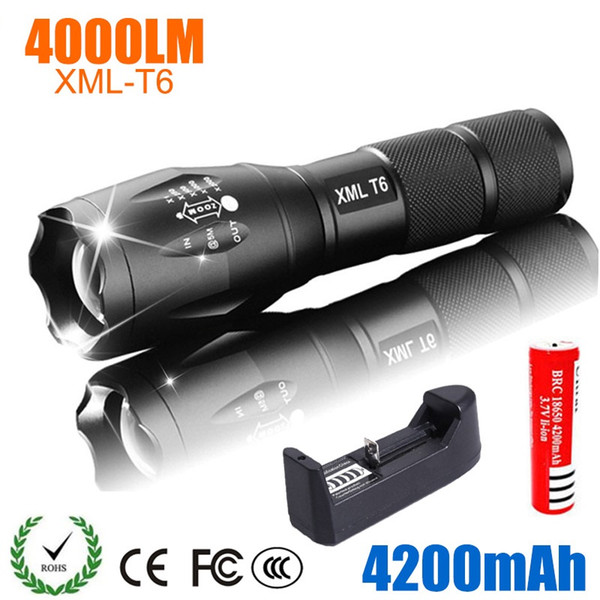 LED Rechargeable Flashlight XML T6 linterna torch 4000 lumens 18650 Battery Outdoor Camping Powerful Led Flashlight