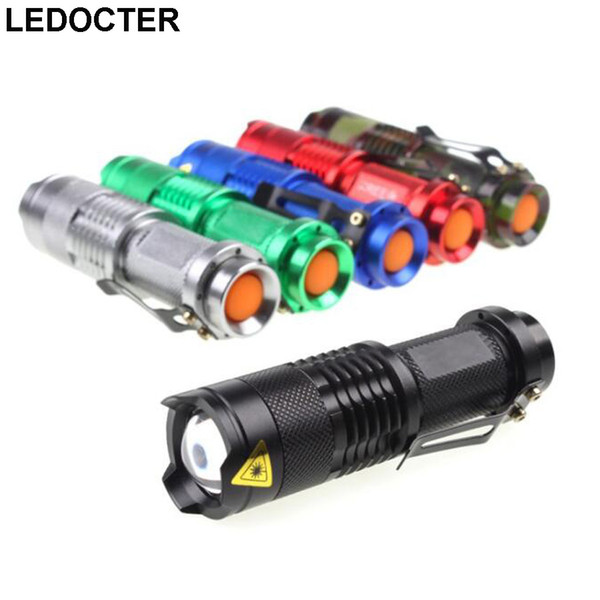 Mini Pocket CREE Q5 Led Flashlight 2000LM Tactical aluminum 3modes Zoomable Waterproof Outdoor Led Torch Flash Light Belt Clip USE 2A/14500