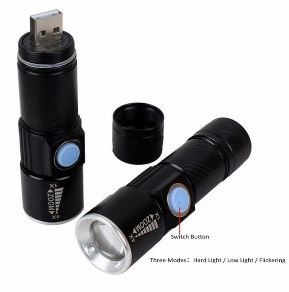 new arrive hot sale USB-Lighter Powerful Mochila Lanterna Tactical Torch Flash Light Linternas LED Zoomable Gladiator Zaklamp Flashlight