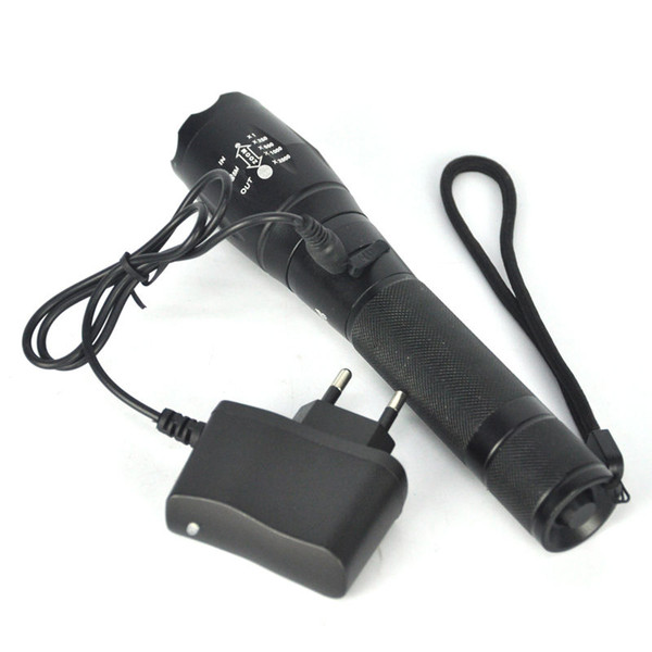 Rechargeable XM-L 2000Lm T6 LED Zoomable Flashlight Torch Light Lamp+Charger