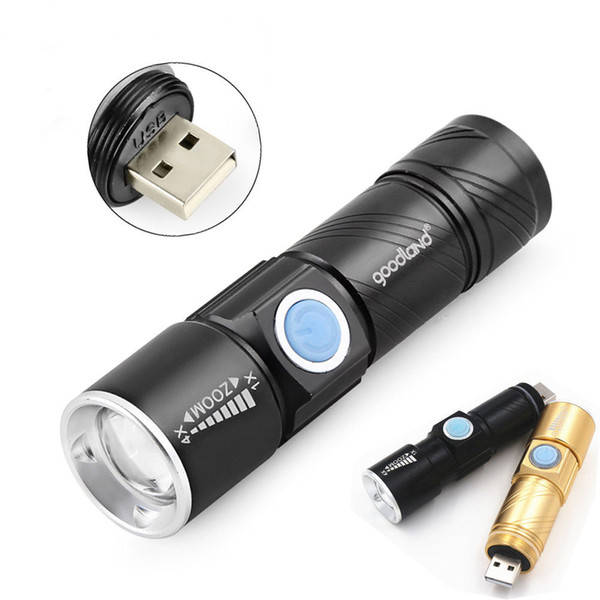 USB Rechargeable Ultra Bright Waterproof LED Torch Zoomable Flashlight Lamp Set Built-in Battery High Powerful and Portable