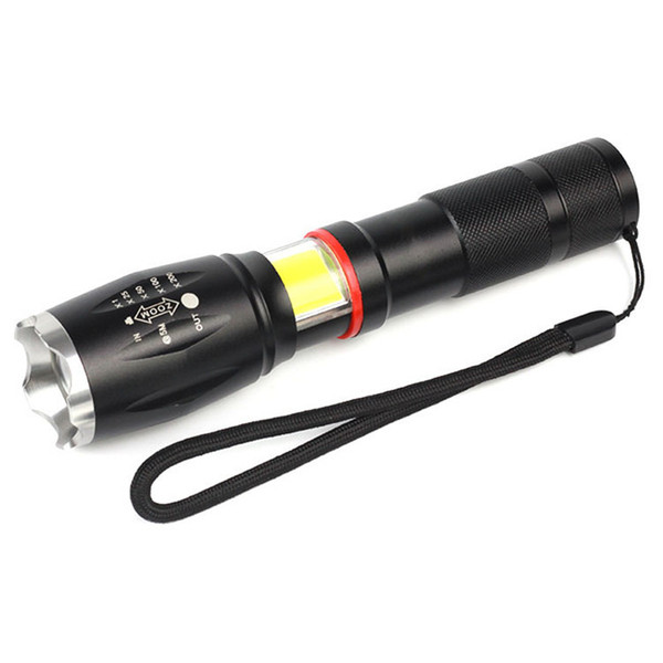 High Power Police tactical torches Zoomable T6 LED + COB Flashlights with stronge magnetic base powered by AAA or 18650 rechargeable battery