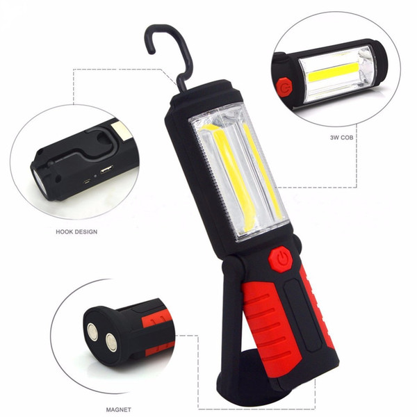 2018 New multi-functional COB built-in battery USB charging working light outdoor lighting camping light emergency light