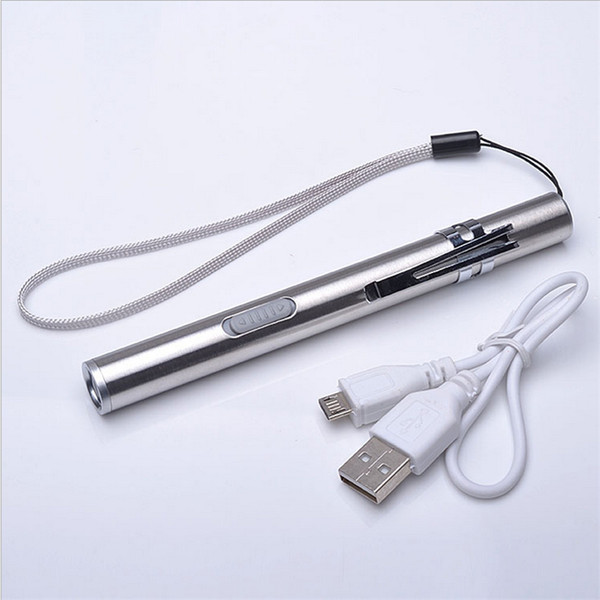 USB Rechargeable LED Flashlight High-quality Powerful Mini LED Torch Waterproof Design Pen Hanging With Metal Clip