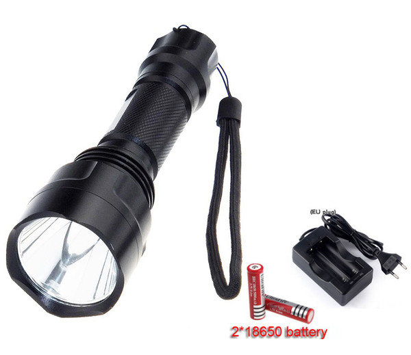 C8 Cree XM-L T6 LED 20000LM 5-Mode Flashlight Torch light bike light headlight + 2*18650 Rechargeable battery+Charger