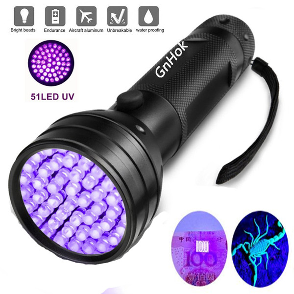 Uv Led Flashlight 51 Leds 395nm Ultra Violet Torch Light Lamp Blacklight Detector for Dog Urine Pet Stains and Bed Bug