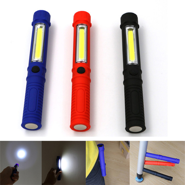 Mini COB LED Multifunction Working Inspection light Portable Maintenance Hand Torch lamps Belt Magnet LED Flashlight 3A Battery Operation