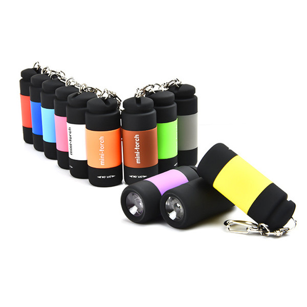 Hot Portable Mini Keychain USB Rechargeable Pocket Torch Flashlight Light Lamp Waterproof Multicolor Flashlight emergency lamp