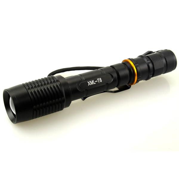 5000 lumen led flashlight CREE XML T6 5 modes rechargeable zoomable torch flashlight with clamp powered by 2 x 18650 battery